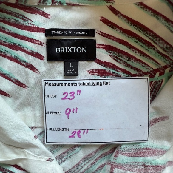 Brixton Chárter Print Button Down Shirt- Large - Picture 10 of 11